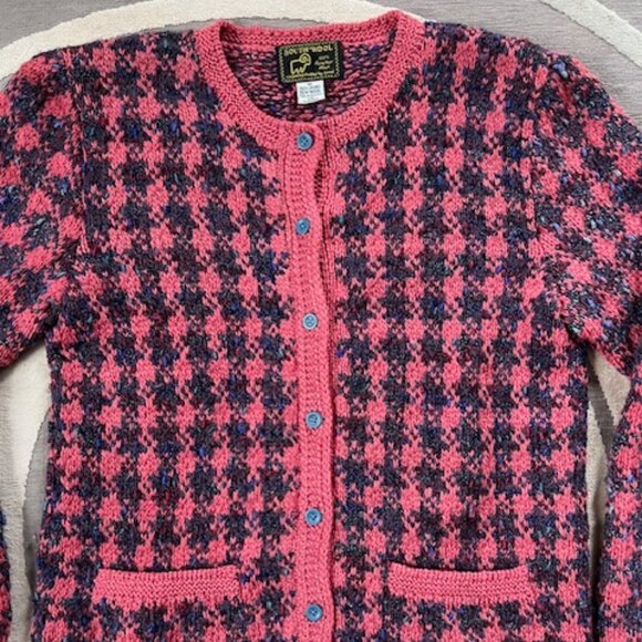 Vintage South Wool  Heavy Hand Knit Front button Sweater Cardigan Woman's Medium - Picture 2 of 11